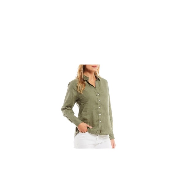 Tommy Bahama Shirt Womens XS Linen Coastalina Long Sleeve Button Up Green - Picture 2 of 16